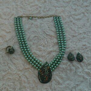 HEIDI DAUS TIERED TAPESTRY NECKLACE EARRINGS RING